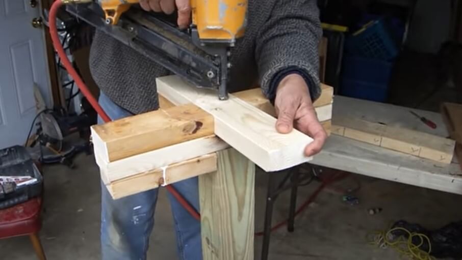 Pleace the framing nailer on final product and fire nails