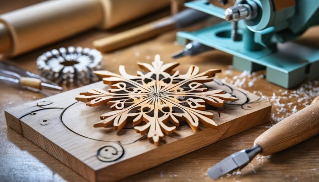 Layered Wooden Snowflake with Scroll Saw and Router